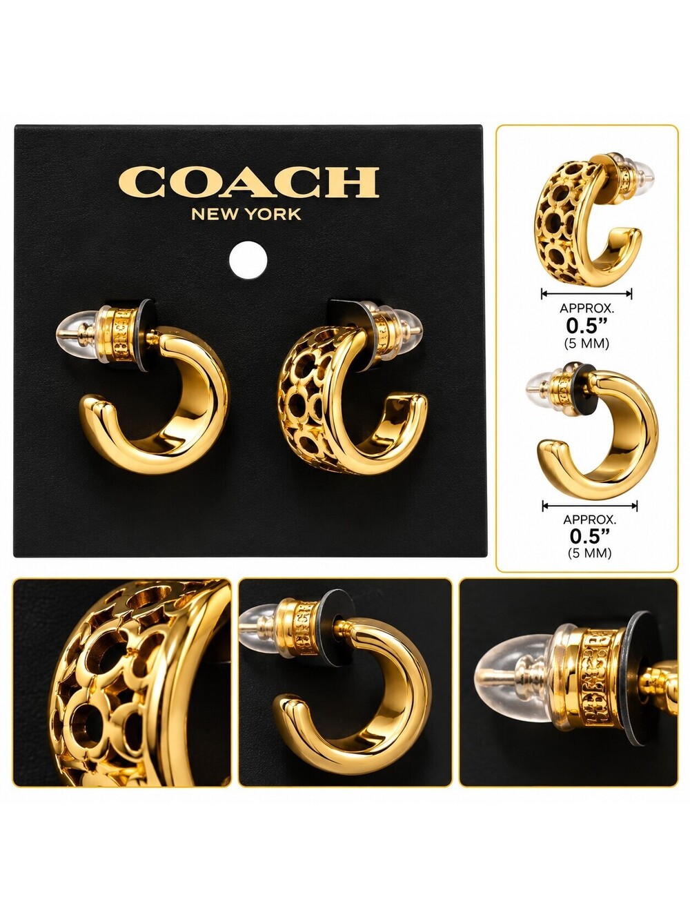 Coach Signature Resin Hoop Earrings